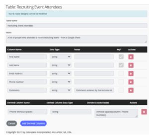 User interface improvements for using derived columns