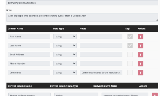 User interface improvements for using derived columns